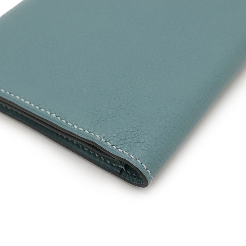 Hermes Mc2 Fleming Bifold Long Wallet Bifold Long Wallet Vorsoft Leather Aqua