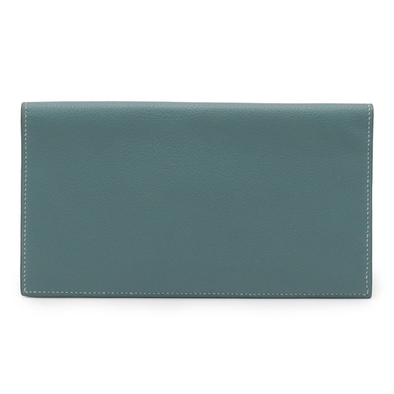 Hermes Mc2 Fleming Bifold Long Wallet Bifold Long Wallet Vorsoft Leather Aqua