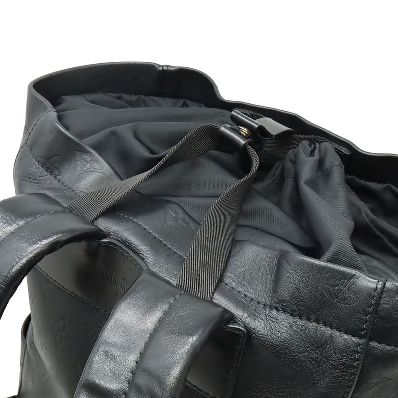 Louis Vuitton Monogram Shadow Chalk Backpack Sac Leather Noir Black Men M44614