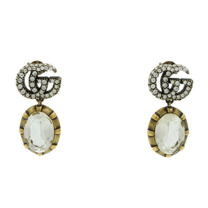 Gucci Crystal Double G Earrings Drop Earrings Swing Earrings GP Stone 629659