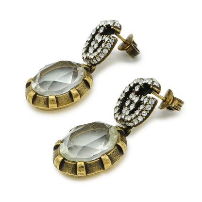 Gucci Crystal Double G Earrings Drop Earrings Swing Earrings GP Stone 629659