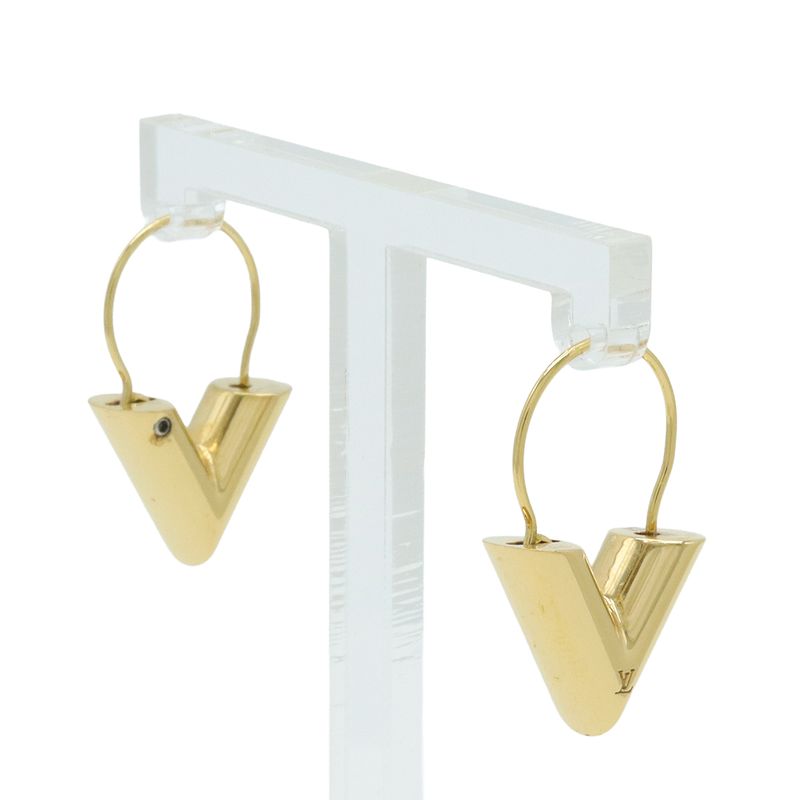 Louis Vuitton Earrings Escential V Hoop Earrings GP Gold M61088