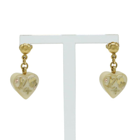 Louis Vuitton Bucheur D'oreil Uncoulusion Earrings Heart Motif GP Resin Clesme