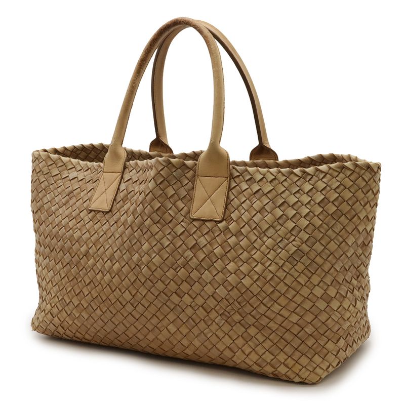 Bottega Veneta Intrecciato Cabas MM Tote Bag Leather Beige with Pouch Limited
