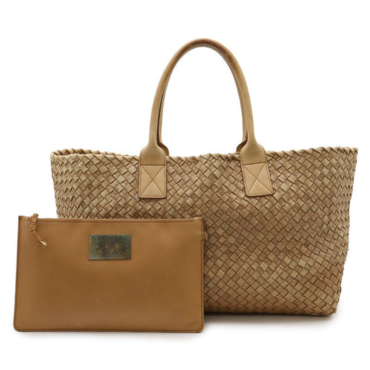 Bottega Veneta Intrecciato Cabas MM Tote Bag Leather Beige with Pouch Limited