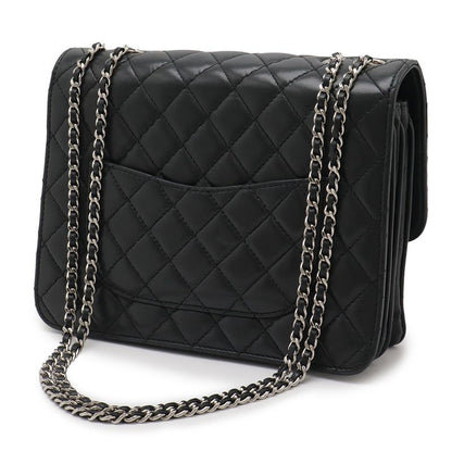 Chanel Matelasse Coco Mark Chain Shoulder Bag Flap Bag Lambskin Leather Black