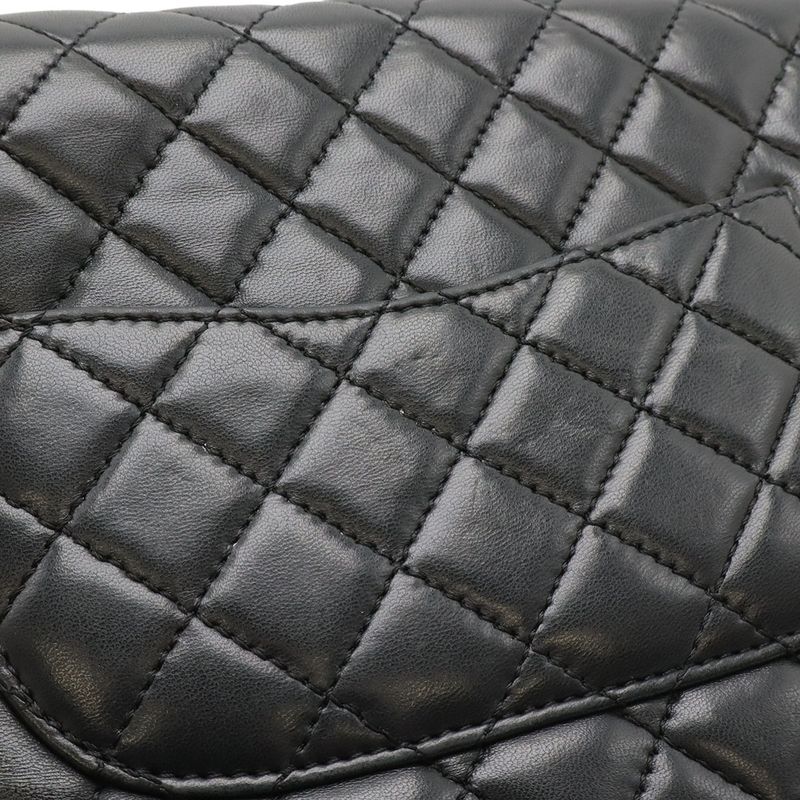 Chanel Matelasse Coco Mark Chain Shoulder Bag Flap Bag Lambskin Leather Black