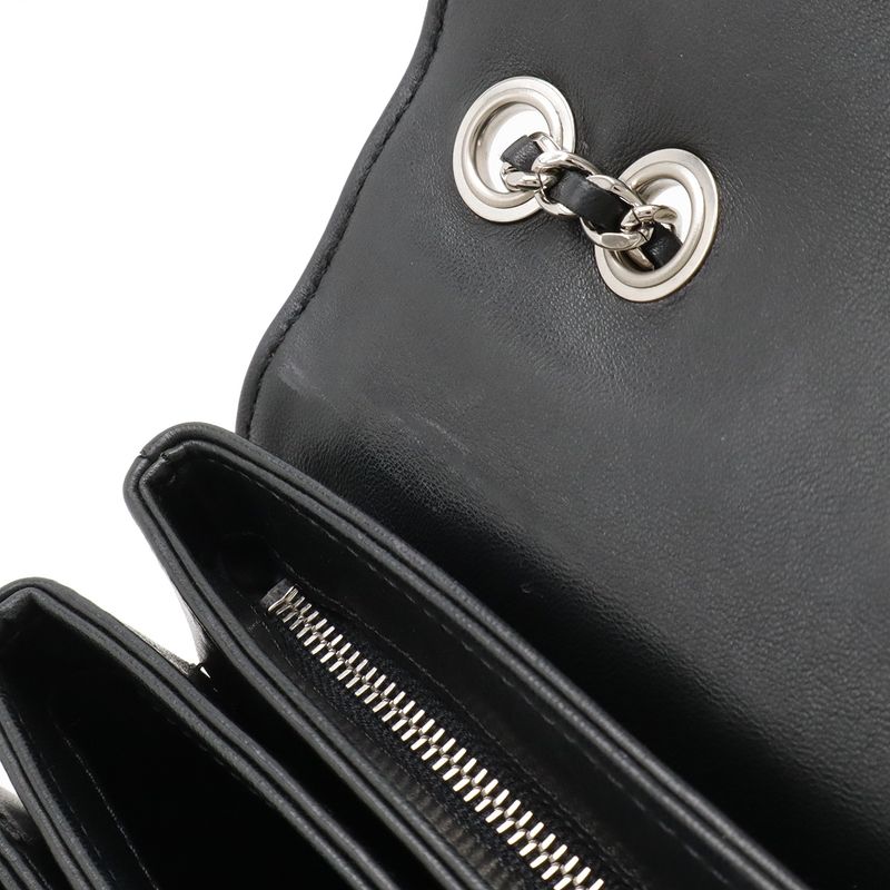 Chanel Matelasse Coco Mark Chain Shoulder Bag Flap Bag Lambskin Leather Black