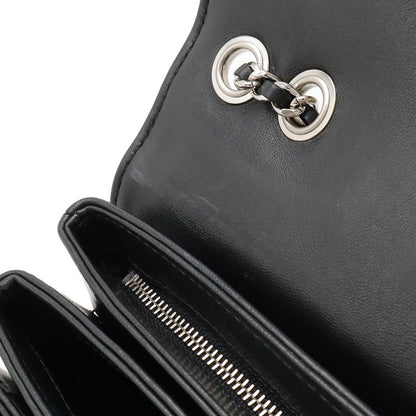 Chanel Matelasse Coco Mark Chain Shoulder Bag Flap Bag Lambskin Leather Black