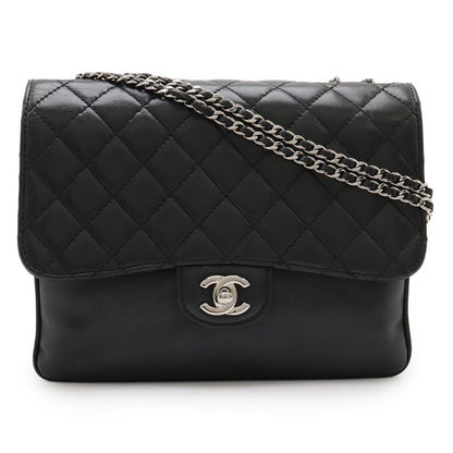 Chanel Matelasse Coco Mark Chain Shoulder Bag Flap Bag Lambskin Leather Black