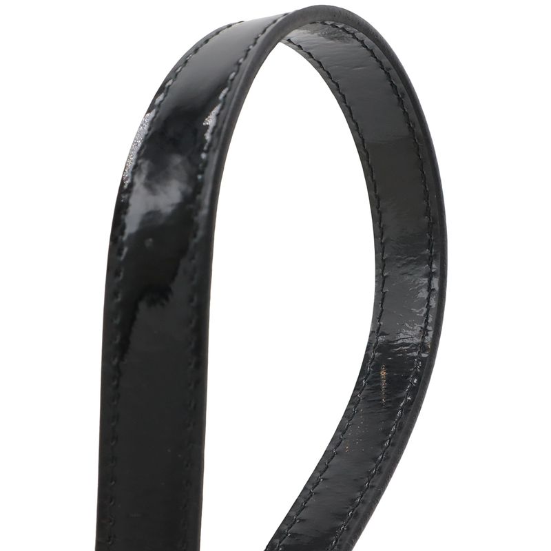 Prada Triangle Logo Accessory Pouch Handbag Party Bag Nylon Patent Leather Nero