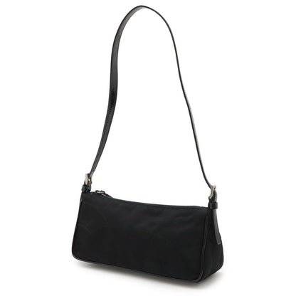 Prada Triangle Logo Accessory Pouch Handbag Party Bag Nylon Patent Leather Nero