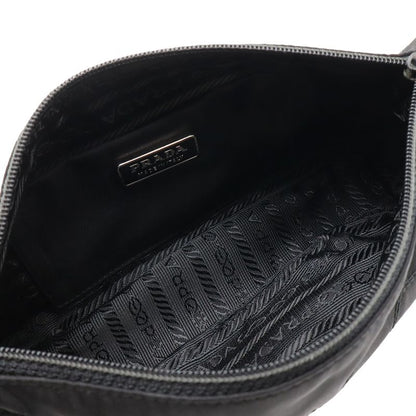 Prada Triangle Logo Accessory Pouch Handbag Party Bag Nylon Patent Leather Nero