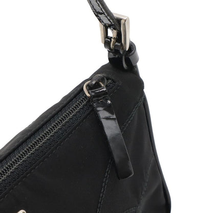 Prada Triangle Logo Accessory Pouch Handbag Party Bag Nylon Patent Leather Nero