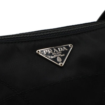Prada Triangle Logo Accessory Pouch Handbag Party Bag Nylon Patent Leather Nero