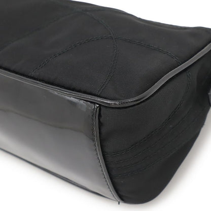 Prada Triangle Logo Accessory Pouch Handbag Party Bag Nylon Patent Leather Nero