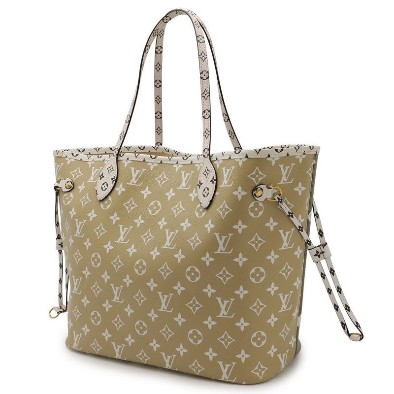 Louis Vuitton Monogram Giant Neverfull MM Tote Bag Shoulder Bag Khaki Beige