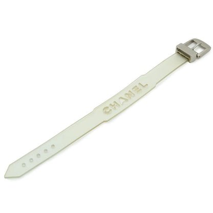 Chanel Rubber Bracelet Band Logo Clear Silver Hardware 99 S