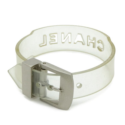 Chanel Rubber Bracelet Band Logo Clear Silver Hardware 99 S