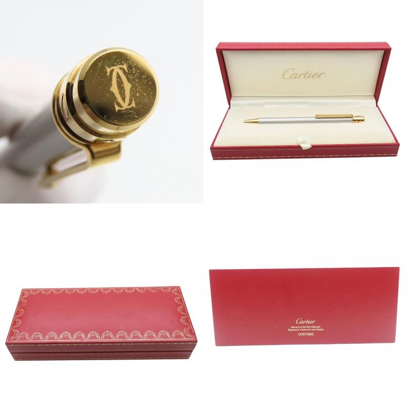Cartier Ballpoint Pen Santos de Cartier St150192 Steel Metal Silver Gold