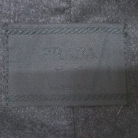 Prada Stencil Collar Coat Long Length Winged Black Made in Italy Buttons Wool