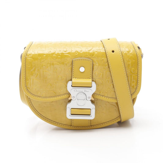 Dior Shoulder Bag Gallop Oblique Yellow Patent Leather Gallop Shoulder Bag