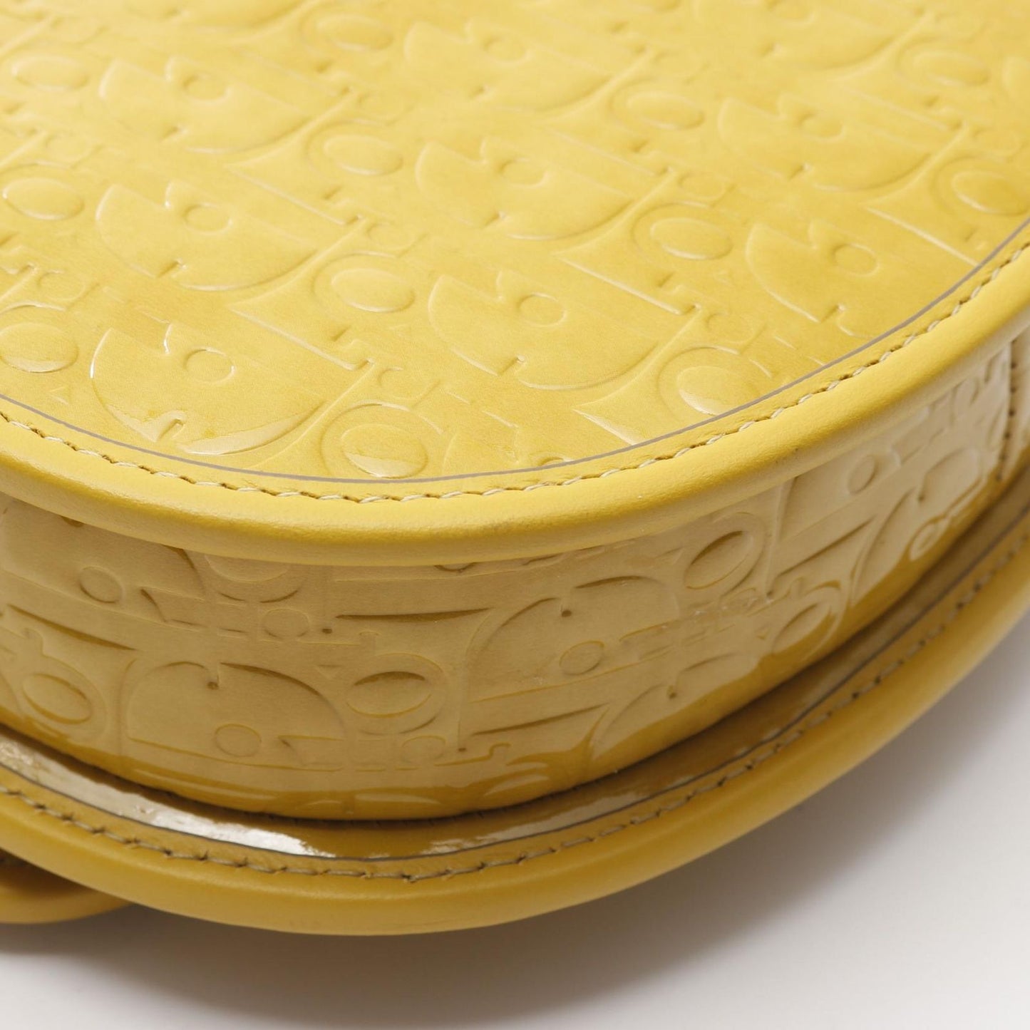 Dior Shoulder Bag Gallop Oblique Yellow Patent Leather Gallop Shoulder Bag