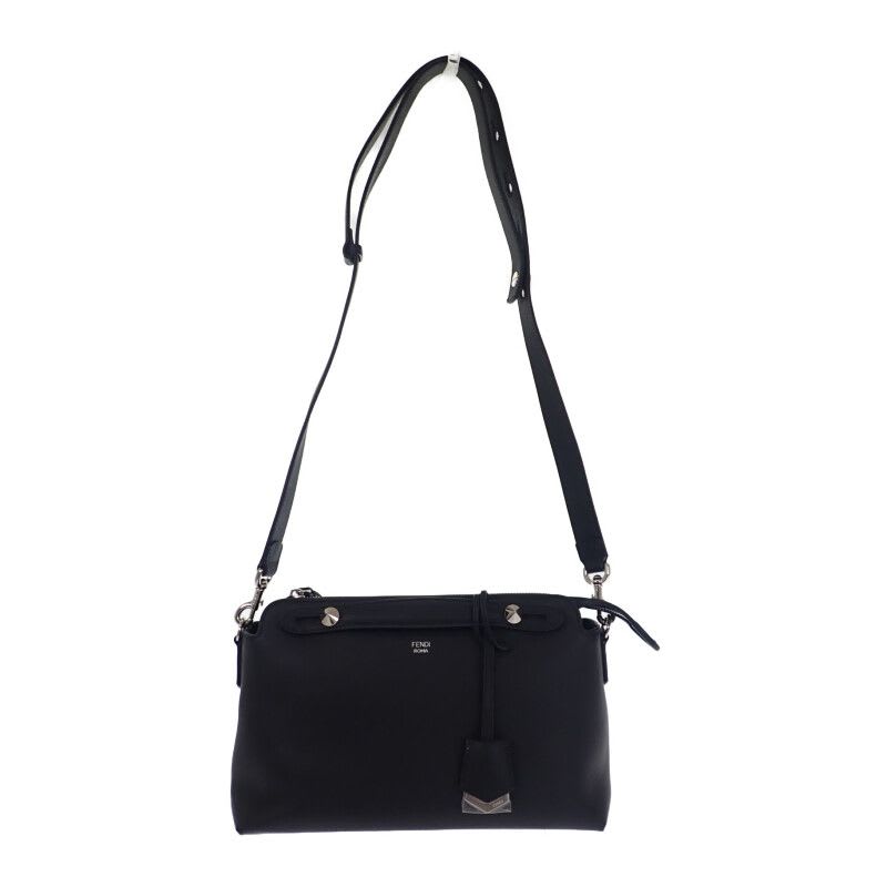 Fendi Visible Medium 8 Bl146 2-Way Bag Shoulder Calfskin Black Silver