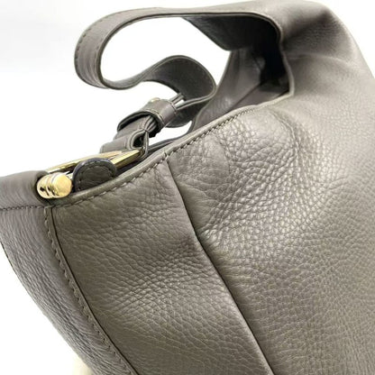 Gucci Greenwich Leather Gray One Shoulder Bag Gold 268749