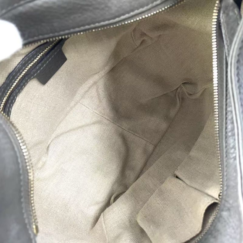 Gucci Greenwich Leather Gray One Shoulder Bag Gold 268749