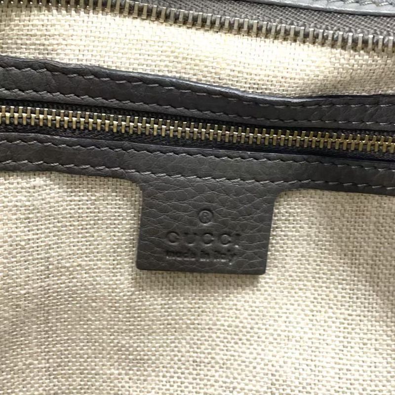 Gucci Greenwich Leather Gray One Shoulder Bag Gold 268749