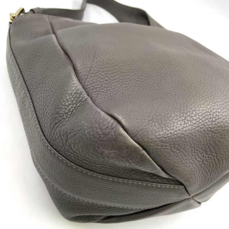 Gucci Greenwich Leather Gray One Shoulder Bag Gold 268749