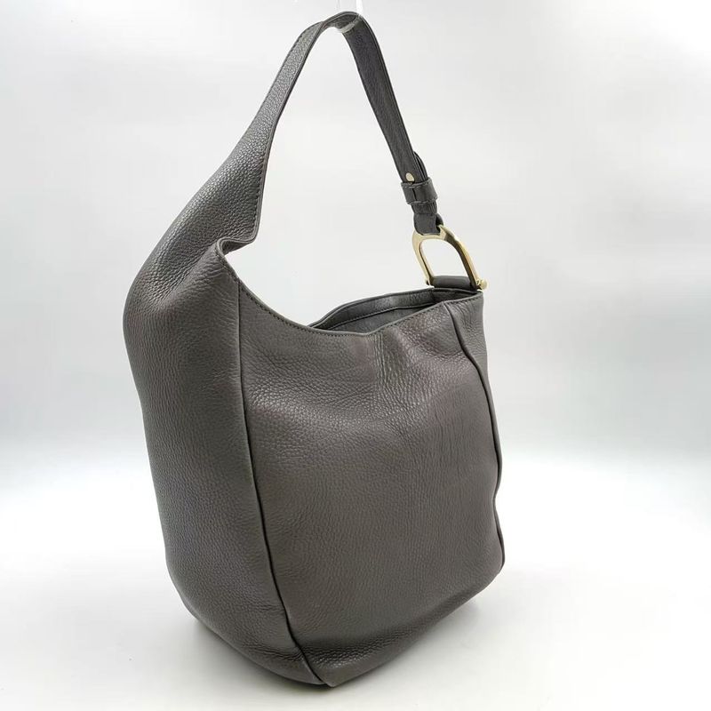 Gucci Greenwich Leather Gray One Shoulder Bag Gold 268749