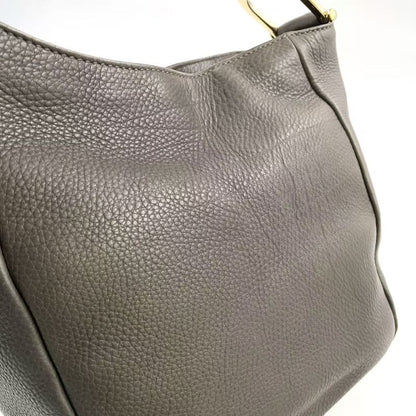 Gucci Greenwich Leather Gray One Shoulder Bag Gold 268749