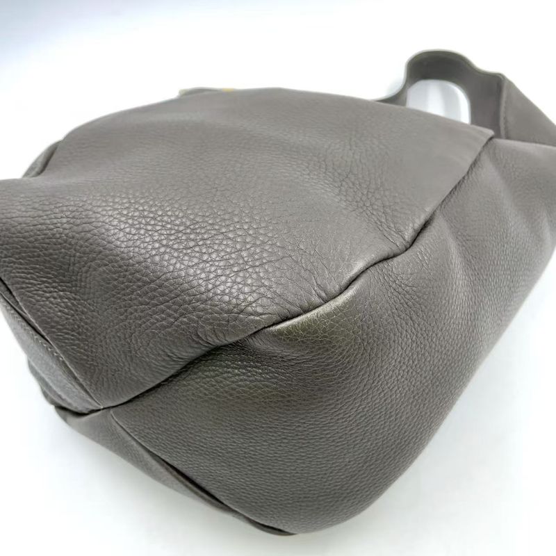 Gucci Greenwich Leather Gray One Shoulder Bag Gold 268749