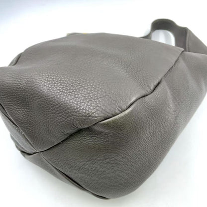 Gucci Greenwich Leather Gray One Shoulder Bag Gold 268749