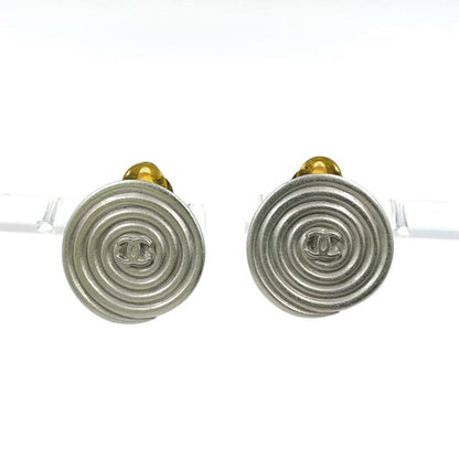 Chanel Coco Mark Metal Silver Earrings