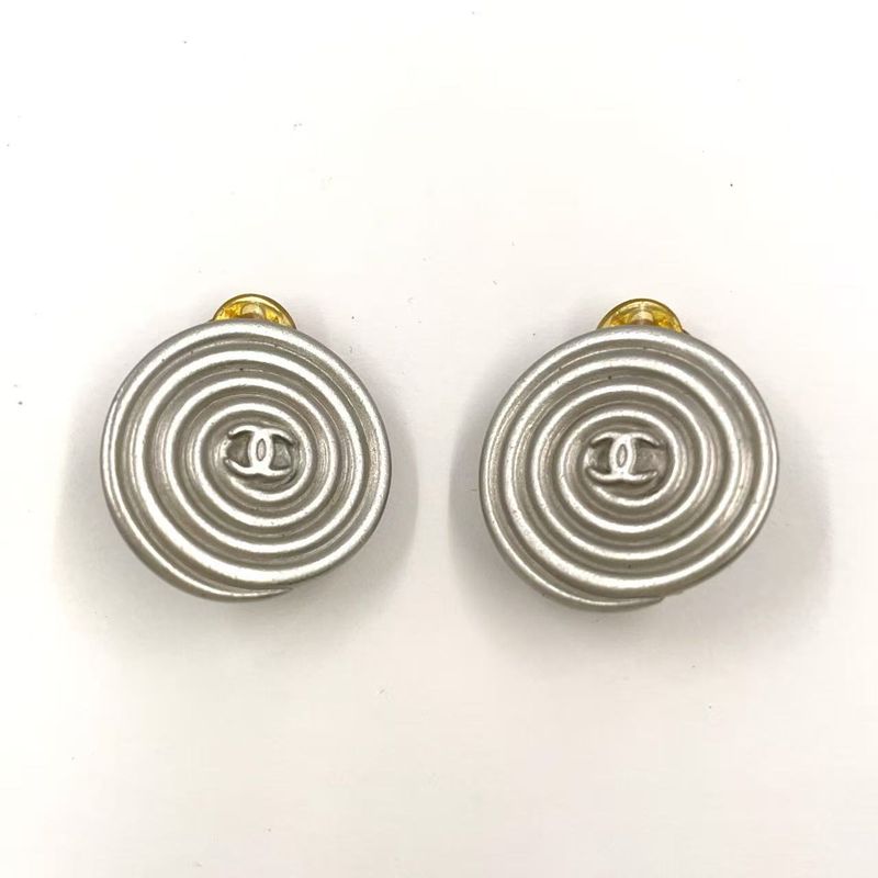 Chanel Coco Mark Metal Silver Earrings