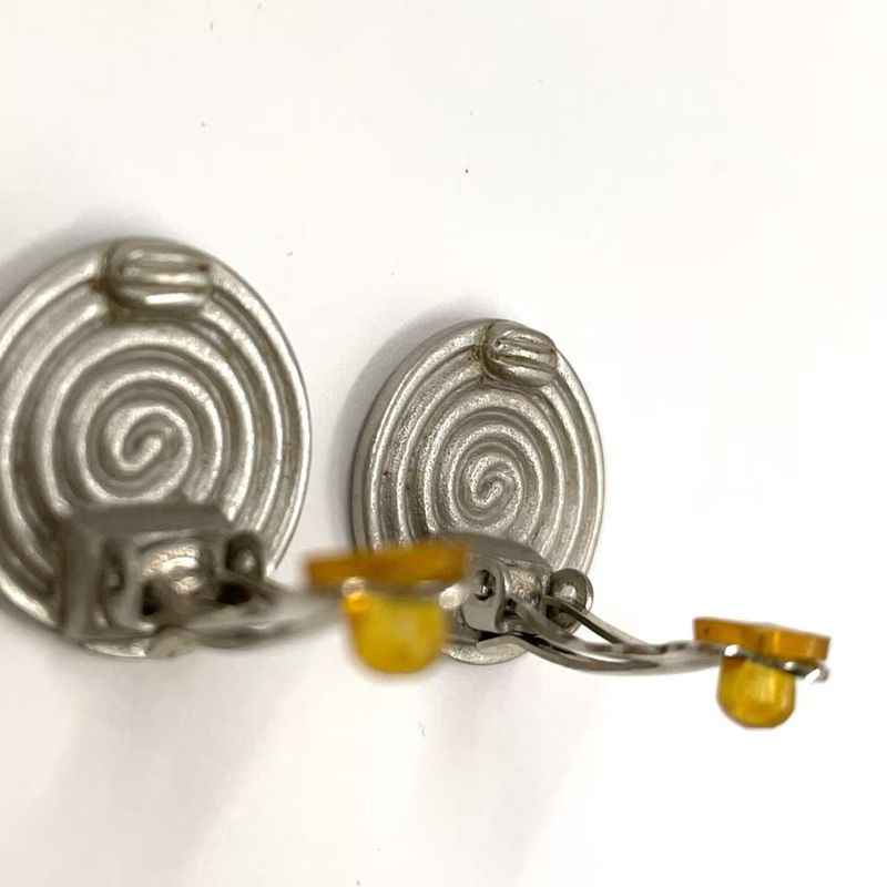 Chanel Coco Mark Metal Silver Earrings