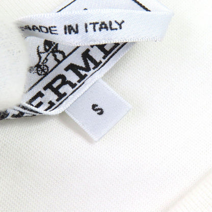 Excellent Condition Hermes 23ss 31-5766 100% Cotton Leather Patch Crew Neck