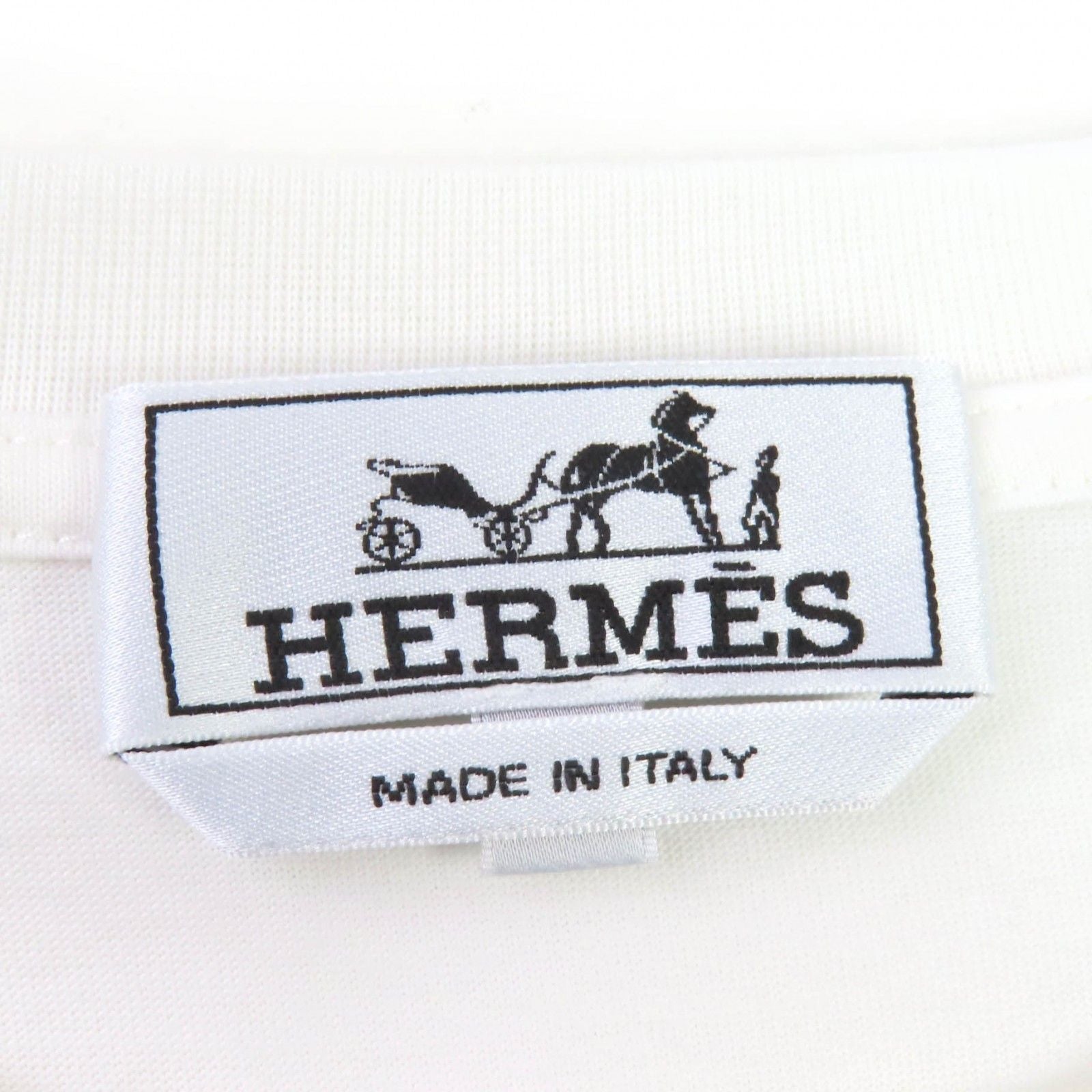 Excellent Condition Hermes 23ss 31-5766 100% Cotton Leather Patch Crew Neck