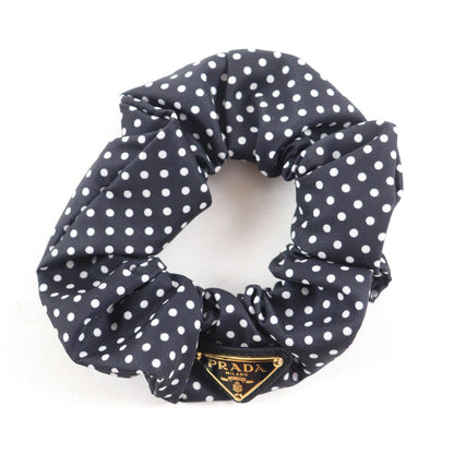 Excellent Condition Prada 1if015 Scrunchie Black Dot Triangle Logo