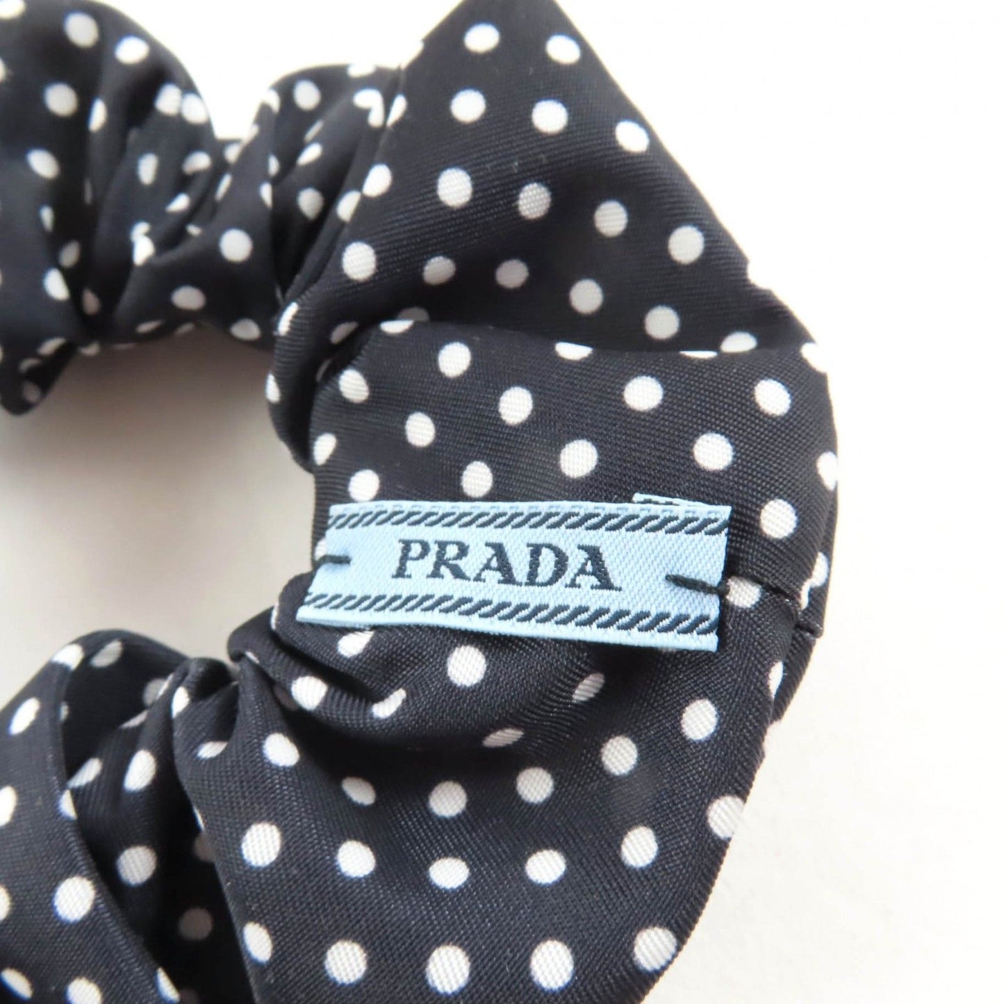 Excellent Condition Prada 1if015 Scrunchie Black Dot Triangle Logo