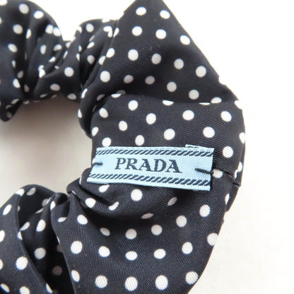 Excellent Condition Prada 1if015 Scrunchie Black Dot Triangle Logo