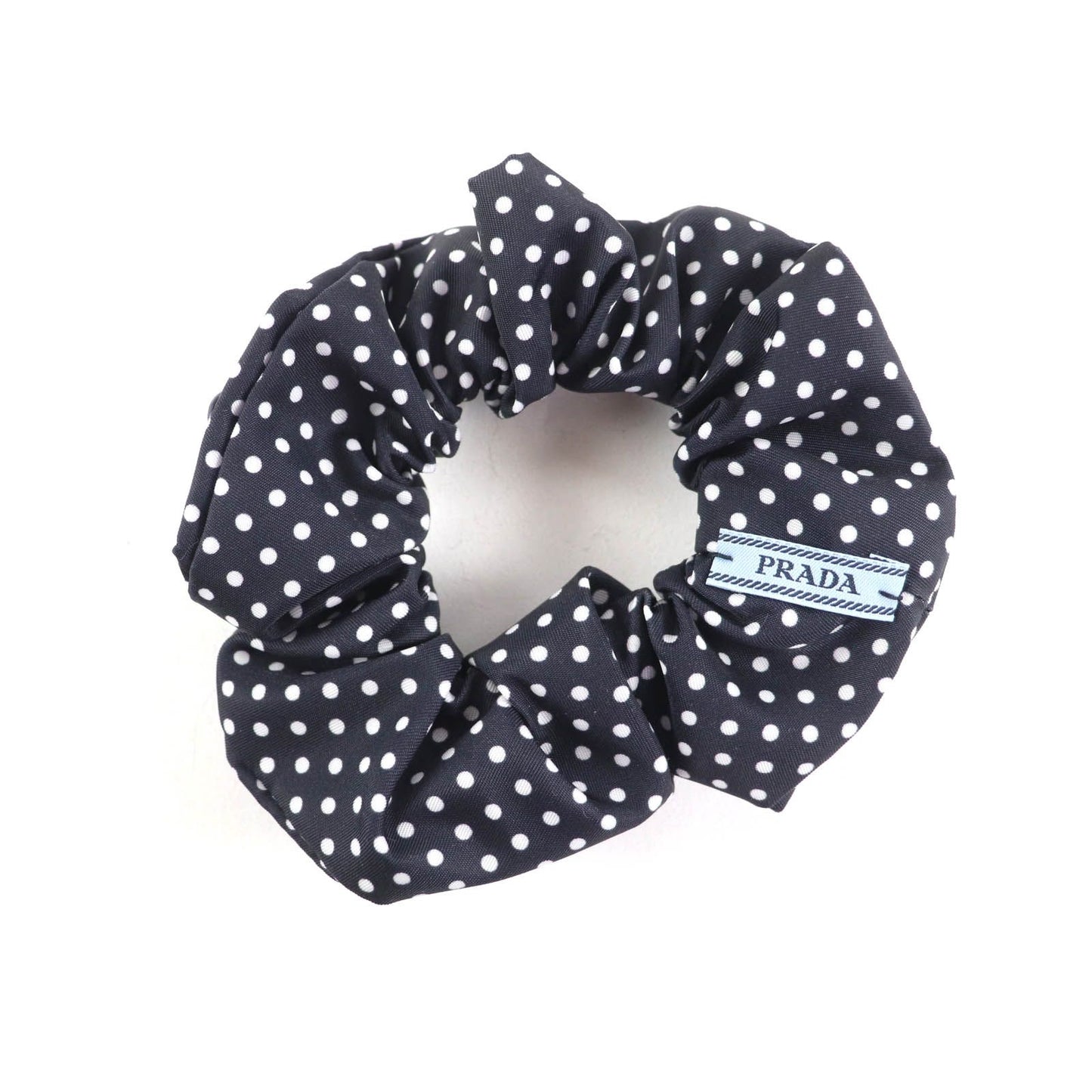 Excellent Condition Prada 1if015 Scrunchie Black Dot Triangle Logo