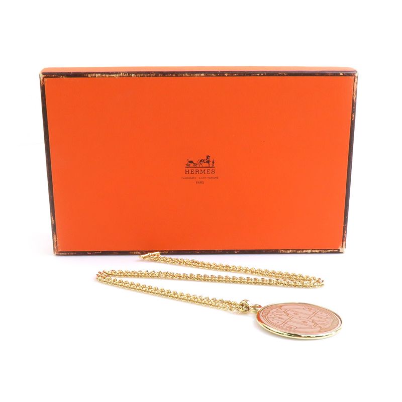 Hermes Pendant Necklace Medaille Cadrige GM