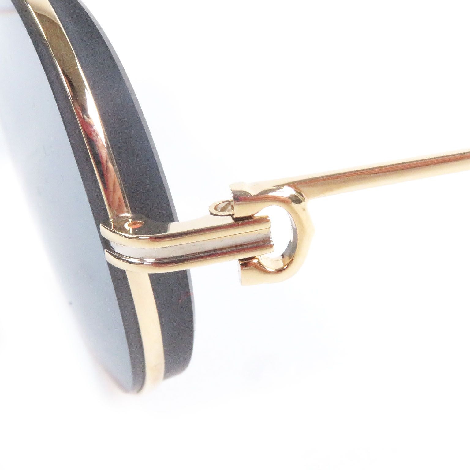 Excellent Condition Cartier Ct0111s 2c Two Bridge Sunglass Es Gold Blue