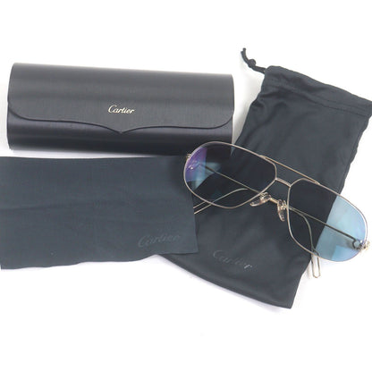 Excellent Condition Cartier Ct0111s 2c Two Bridge Sunglass Es Gold Blue