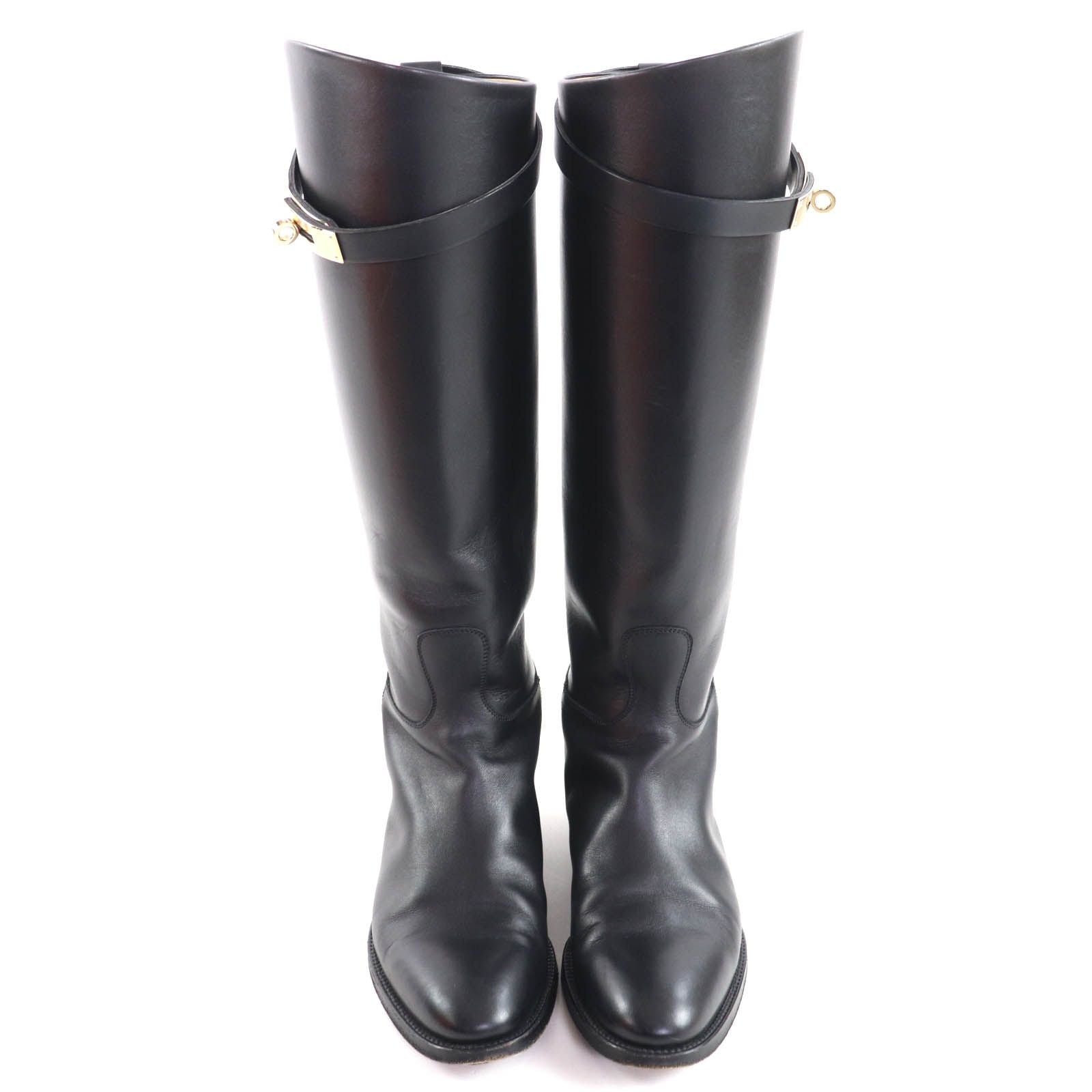 Excellent Condition Hermes Gold Hardware Kelly Buckle Leather Jumping Long