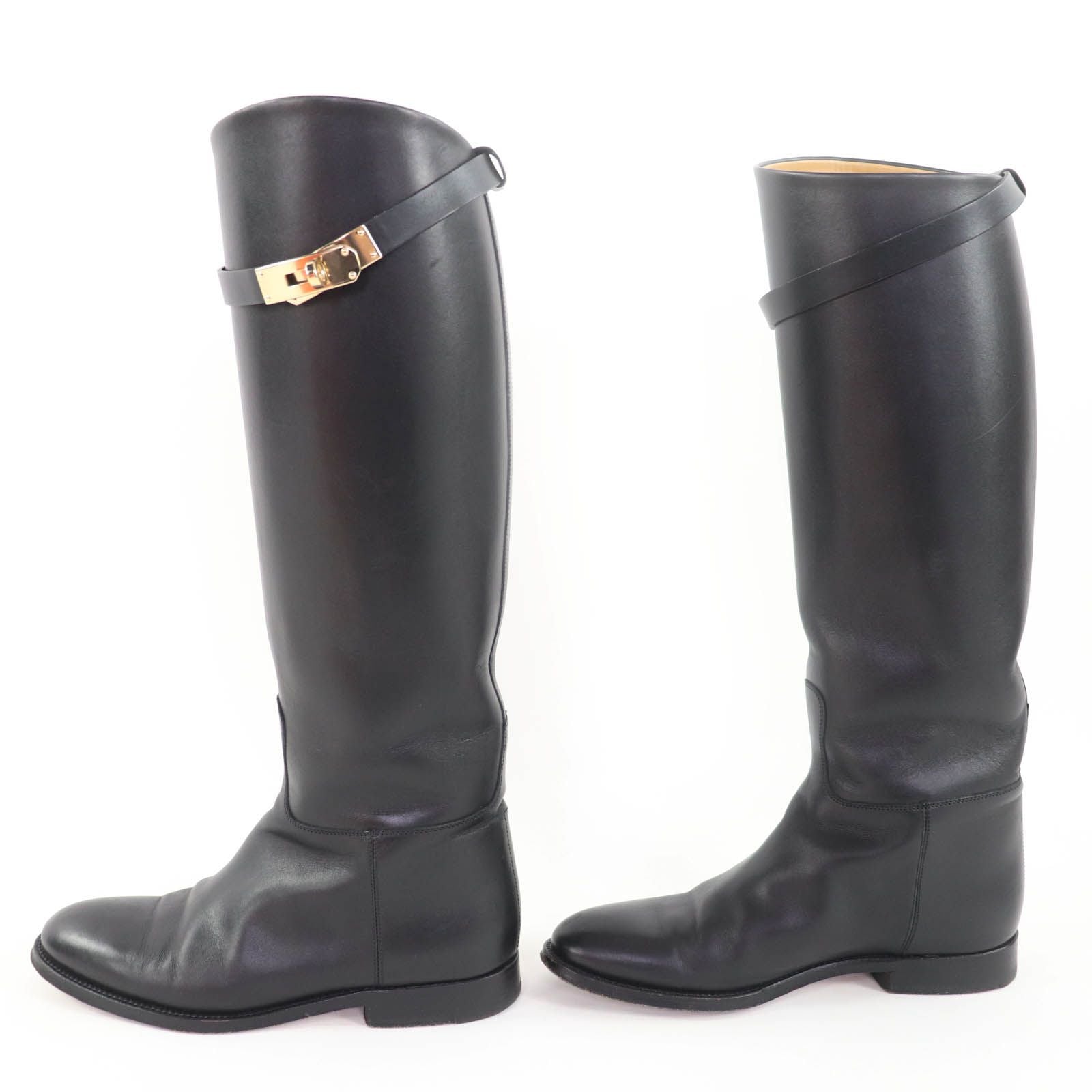 Excellent Condition Hermes Gold Hardware Kelly Buckle Leather Jumping Long